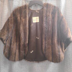 Vintage Mink Stole Capelet Fur Harvey P. Meyer 40s 50s 60s Luxury Satin Lining